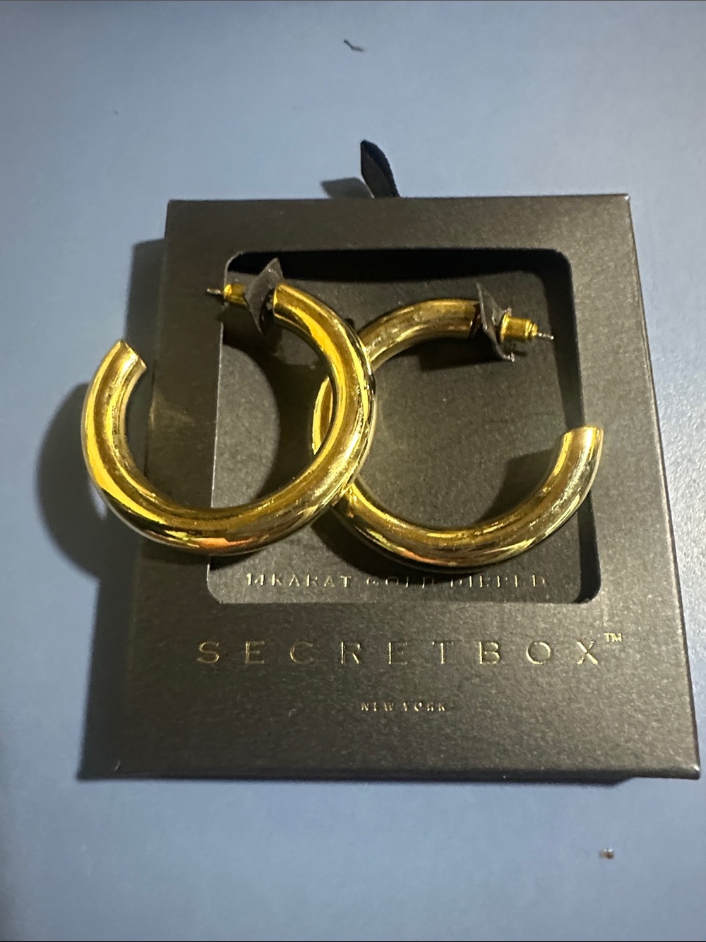 Gold Hoop Earrings - Polished Chunky Hoops - New in Box